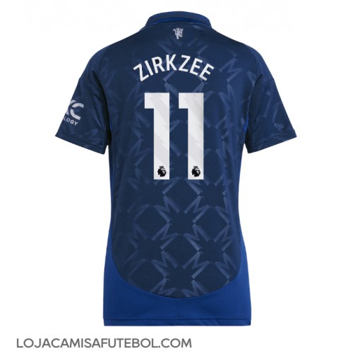 Camisa de Futebol Manchester United Joshua Zirkzee #11 Equipamento Secundário Mulheres 2024-25 Manga Curta